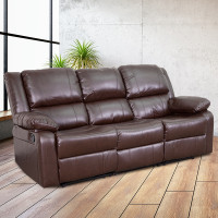 Flash Furniture BT-70597-SOF-BN-GG Harmony Series Brown Leather Sofa with Two Built-In Recliners 